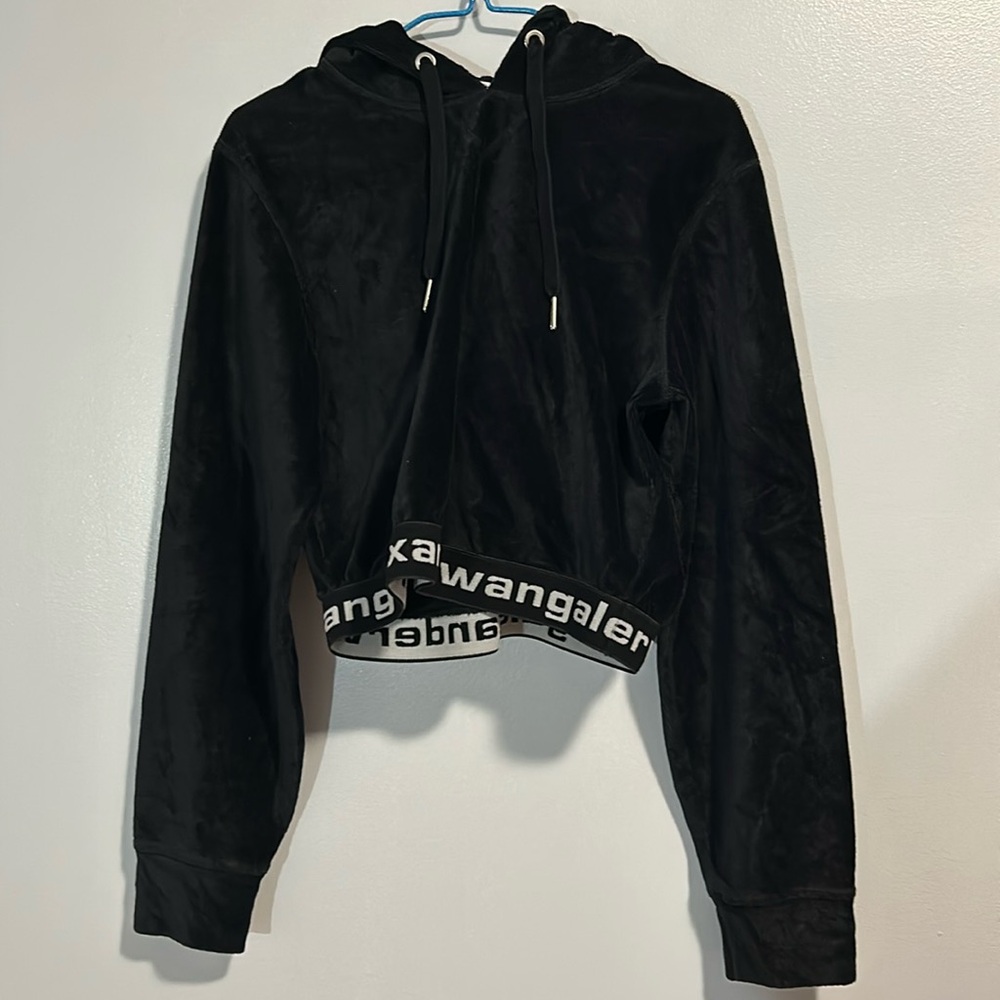 Alexander Wang stretch corduroy long sleeve cropped top